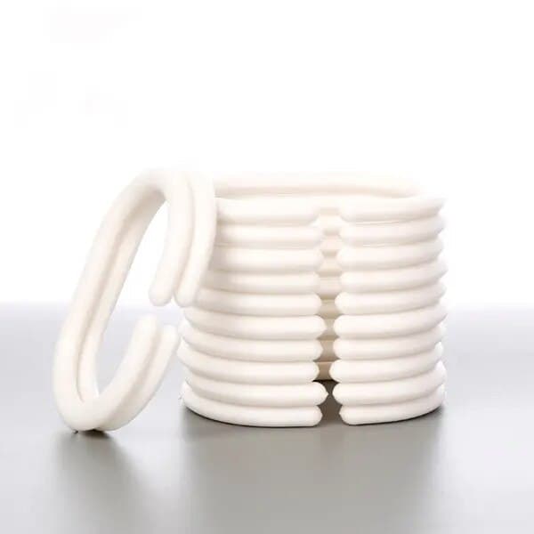 Duschdraperiringar i plast, C-formade, vita, set om 12