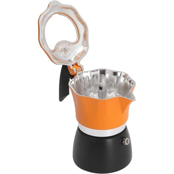 Espressomaskine til komfur, 150 ml, aluminium, glaslåg, sort