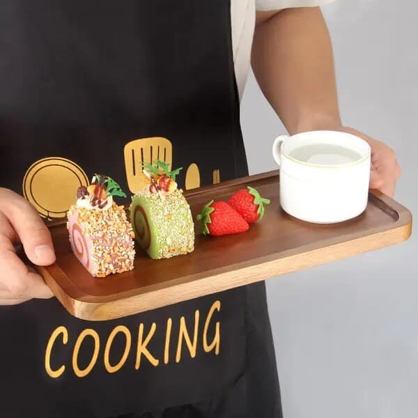 Serveringsbricka i naturligt akaciaträ, rektangulär, 30x15cm