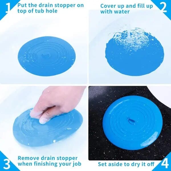 Universal silikone afløbsprop til vask og badekar, turkisblå, sæt med 2, diameter 15 cm