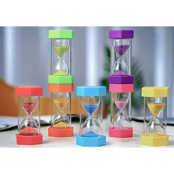 Timeglas, 20 minutter, holdbart plastikhus med glasrør, pink