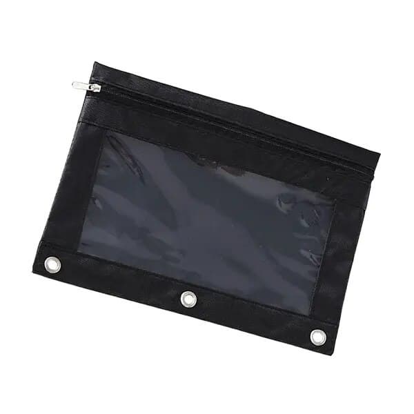 Penalhus med 3 ringe, holdbart, sort, 25x18cm