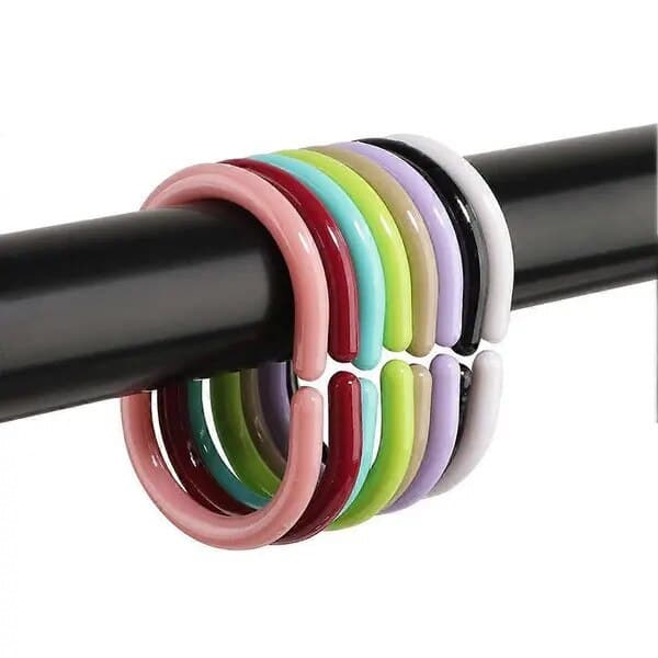 Flexibla duschdraperiringar i silikon, C-form, set om 12, svart