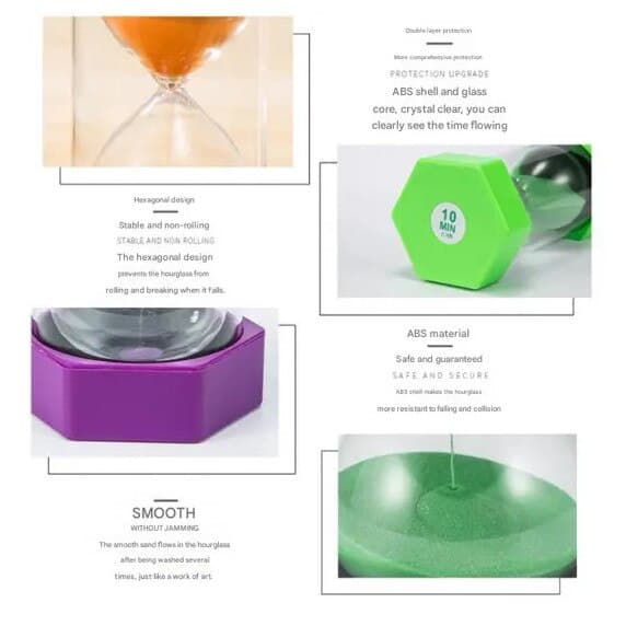 Timeglas, 20 minutter, holdbart plastikhus med glasrør, pink