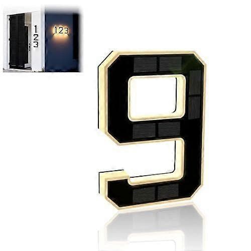 Solcellsdriven LED-husnummer, vattentät, 23x23cm, vit