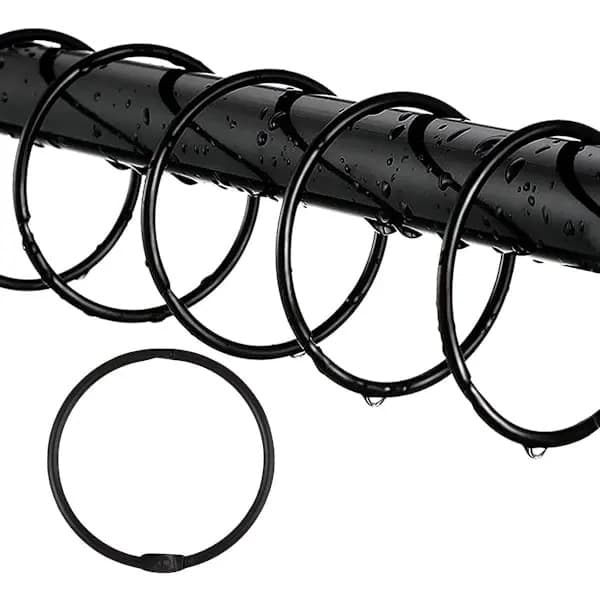 Bruseforhængsringe, rustfrit stål, kliklukning, sort, sæt med 24, diameter 2 tommer (≈50 mm)