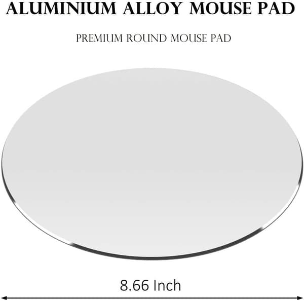 Premium aluminium musemåtte, 8,66 tommer (rund, sølv).