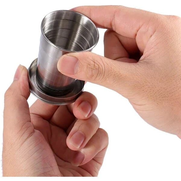 Vikbar mugg i rostfritt stål, 250 ml, 8x7,8 cm, silver