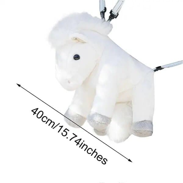 Plys skoletaske, 40 cm, hvid, brede stropper, blød
