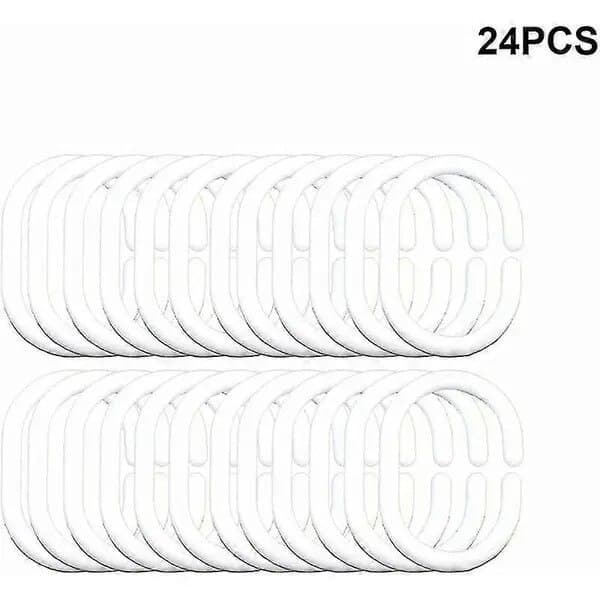 Duschdraperiringar i plast C-ringar, vit, 24 st, 4,4 x 2,8 cm