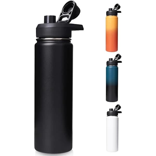 Isoleret vandflaske 304 rustfrit stål sort 750ml