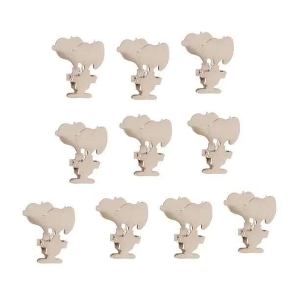 Set med 10 bärbara gem i metall, silver, 3x1cm