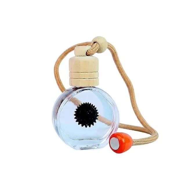 Glas halskædevedhæng med magnetisk ferrofluid væske, sort/beige