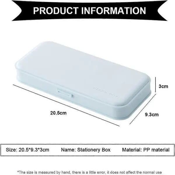 Plastpennfodral stort blått lock 20,5x9,3x3cm