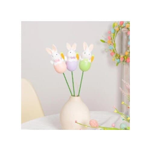 Lyserød lodden kaninfigur 35 cm påskepynt