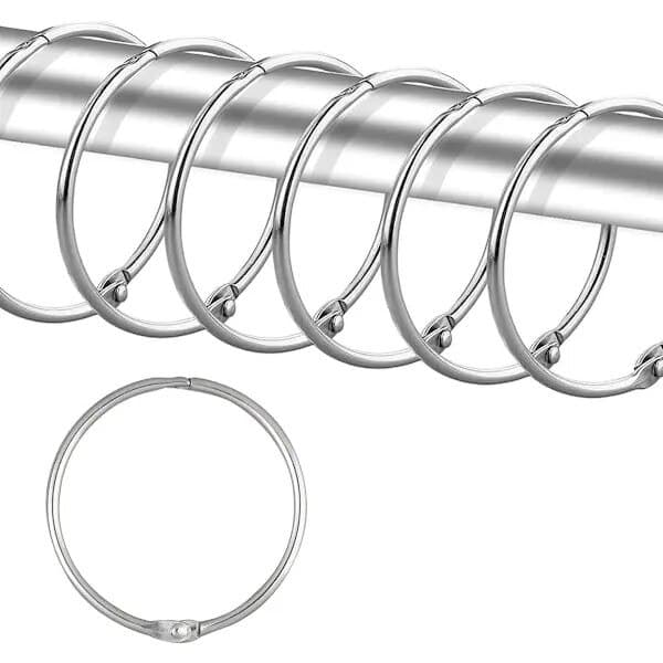 Bruseforhængsringe, rustfrit stål, kliklukning, sort, sæt med 24, diameter 2 tommer (≈50 mm)