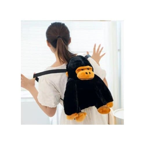 Plysrygsæk gorillamaskot, 32 cm, sort/orange