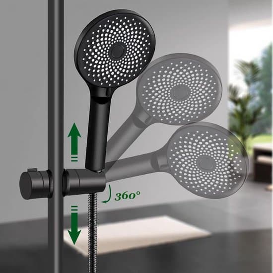 Brusestang - Universal Sort Brusehovedholder til 18-25 mm Brusestang i Solid ABS - Tykkere & Forbedret Version - Brusehovedholder - Mat Sort
