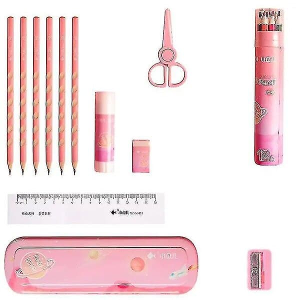 Kreativt skolmaterialset 8 delar rosa