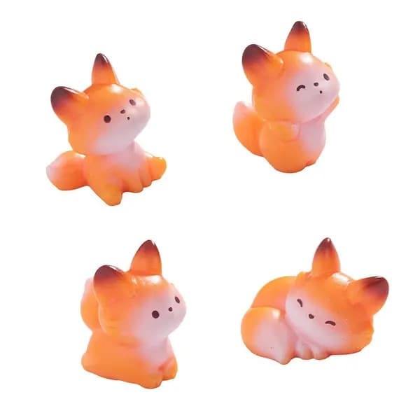 Hartfigurer, miniatyrrävar, orange/vit, set om 4 st.