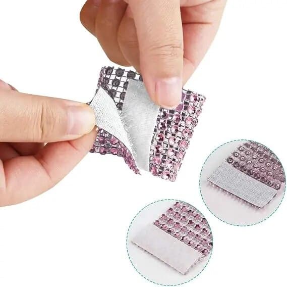 Sæt med 100 lyserøde servietringe, plastik, 3x3cm