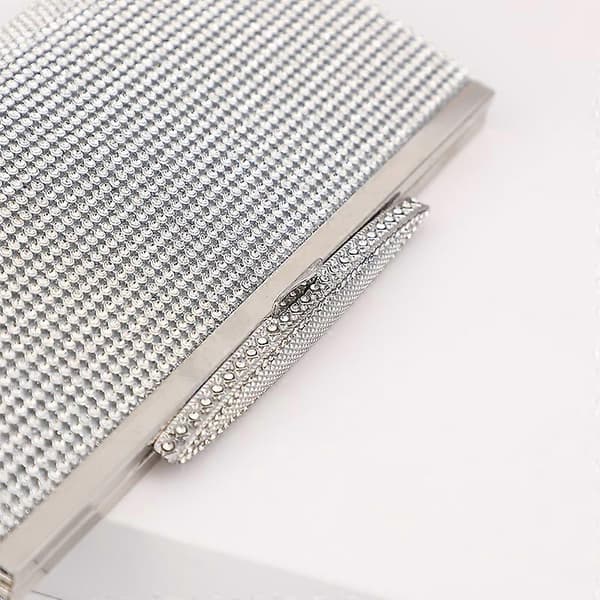 Bling Dam Clutch Väskor Kuvert Glitter Rhinestone Aftonhandväska (silver)