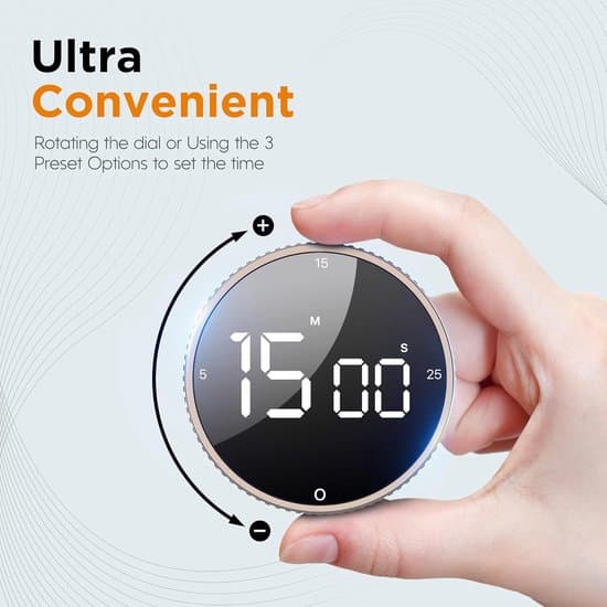 Digital køkkentimer — Visuel timer — Stort LED-display — Roterende timer — Køkkentimer — Sort