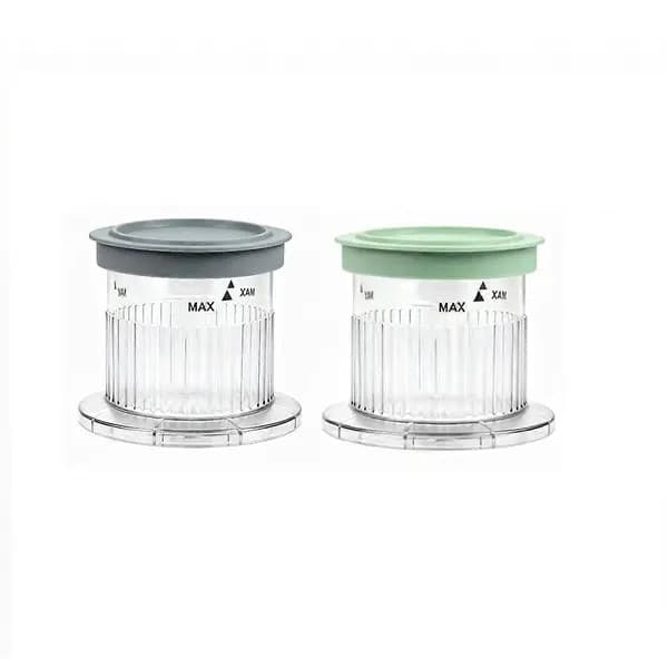 Set med 2 dessertkoppar med lock, plast, lila grå, 0,24L