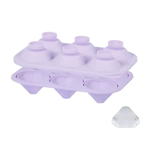 Silikoneisform, 6 store diamantforme, lilla