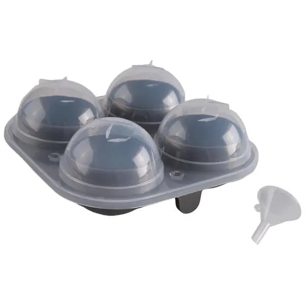 Rund isbitsform i silikon, 4 bollar 6,4 cm, långsamt smältande, transparent
