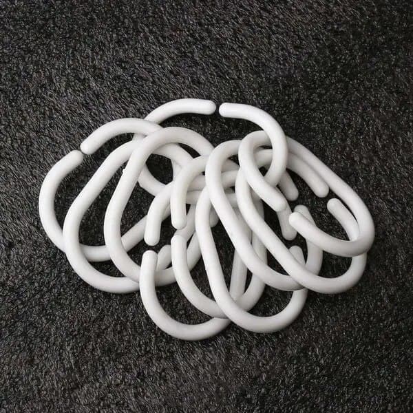Duschdraperiringar i plast, C-typ, 36 st, vit, 5,2 x 0,5 x 3,7 cm