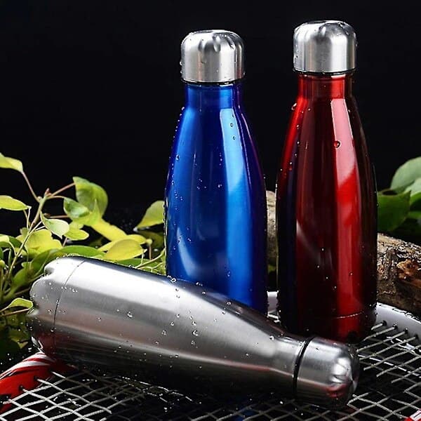 Termosflaska 500ml, rostfritt stål, silverblå, 27x7.5cm
