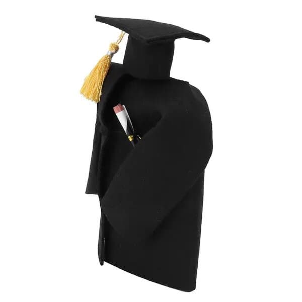 Vinflaskskydd med studentmössa, textilmaterial, flerfärgad, 18x7.5cm