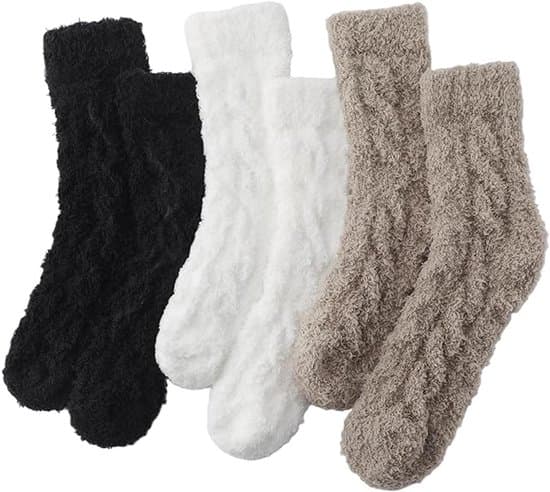 Par - Husstrømper - Tyk Vinterfleece - Søde Fluffy Strømper - Forede Sengestrømper Gaver til Voksne - Varme Fuzzy Fleecestrømper - Dame Husstrømper -