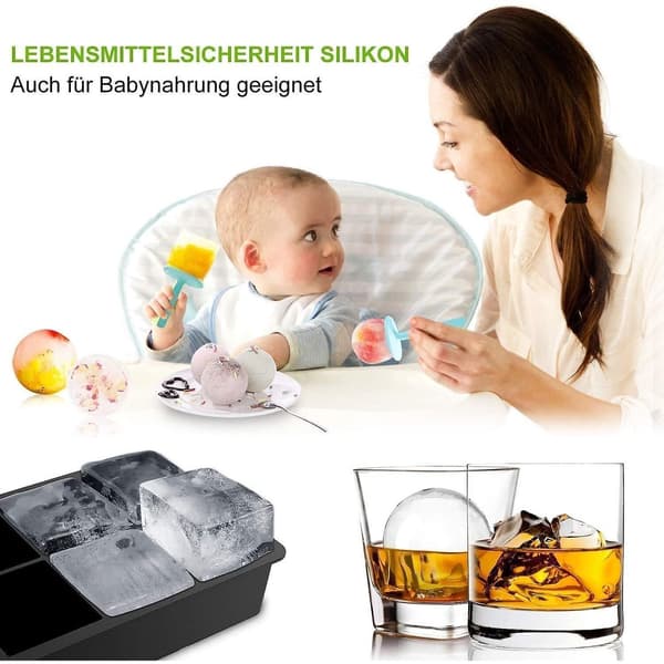 Silikoneisform, 6 rum, BPA-fri, sort