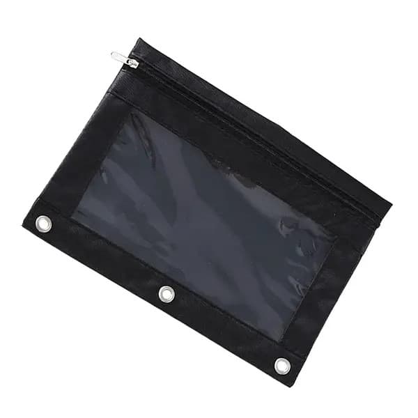 Penalhus med 3 ringe, holdbart, sort, 25x18cm