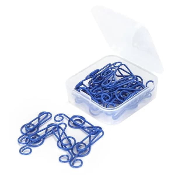 Sæt med 20 noder papirclips, jern, blå, 3,5 cm