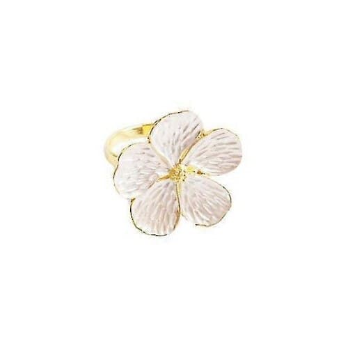 Set med 6 blomservettringar, vitguld, 4 cm