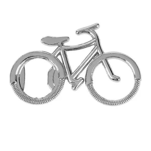 Flaskeåbner i rustfrit stål, cykelformet, sølv, med nøglering