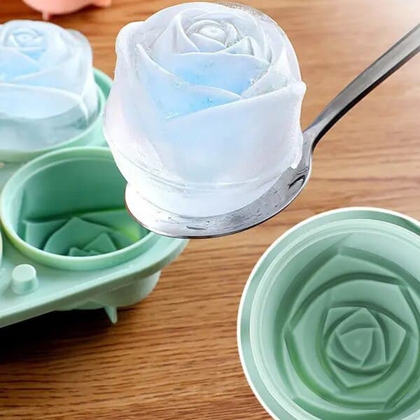 3D silikonisbitsform med 4 håligheter i form av en ros, grön,