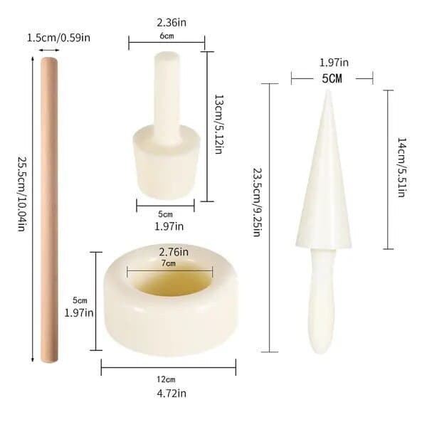 Glassstrutsform i trä och plast 215g
