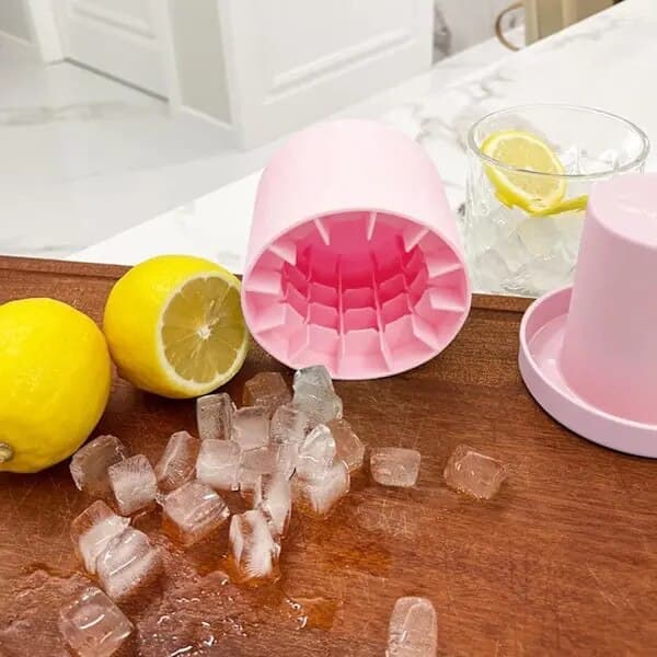 Sæt med 2 isterningforme, silikone, pink, 60 terninger