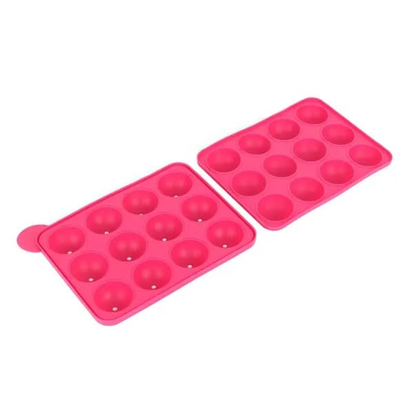 Rund isbitsform, silikon, 12 bollar, rosa, 17,4x13,4cm