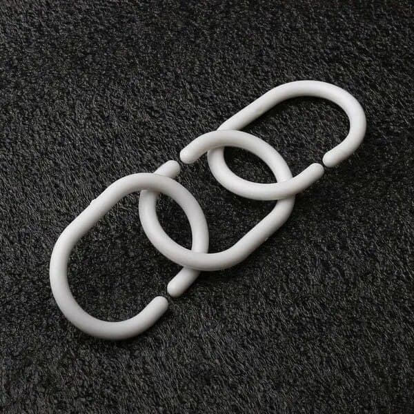 Duschdraperiringar i plast, C-typ, 36 st, vit, 5,2 x 0,5 x 3,7 cm