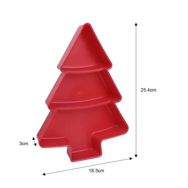 Röd julgran plastbricka 18,3x25,4x3cm