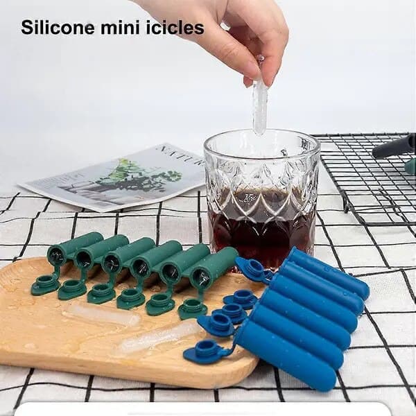 Rörformad isbitsform, 6 hål, non-stick silikon, mörkblå, 12,5 x 6 x 1,2 cm
