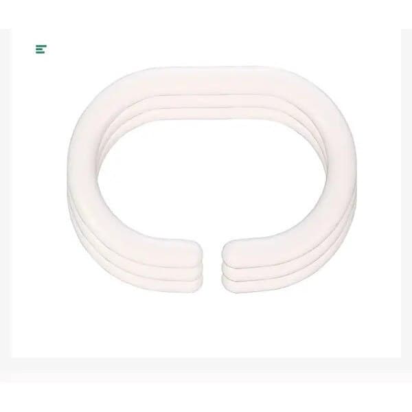 Duschdraperiringar, C-formade, slitstark plast, vit, set om 12