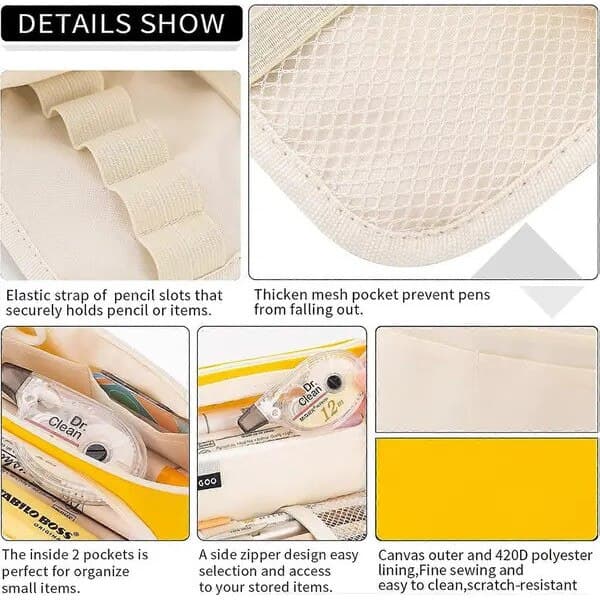 Pennfodral med stor kapacitet, multifunktionell organizer, polyester, 23x10x5cm