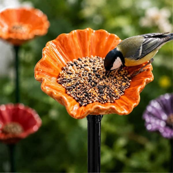 Bifoder, håndlavede harpiksblomster Bi-vandingsstation, Havebestøverkopper Bi-sommerfuglefoderautomater, til terrasseplæne 6 stk. trefarvet blanding
