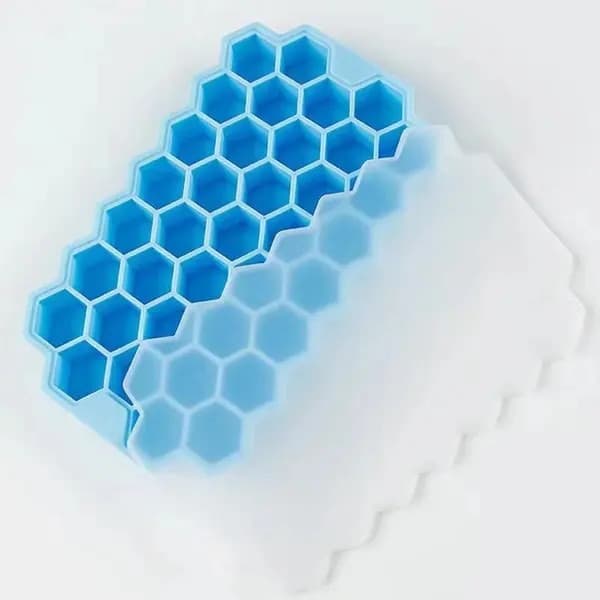 Honeycomb silikone isterningform med låg, blå, sæt med 3